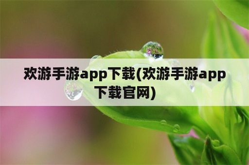 欢游手游app下载(欢游手游app下载官网)