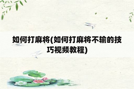 如何打麻将(如何打麻将不输的技巧视频教程)