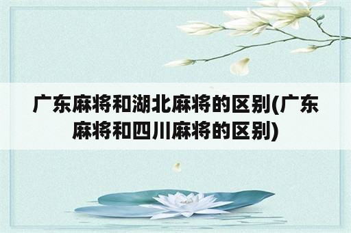 广东麻将和湖北麻将的区别(广东麻将和四川麻将的区别)