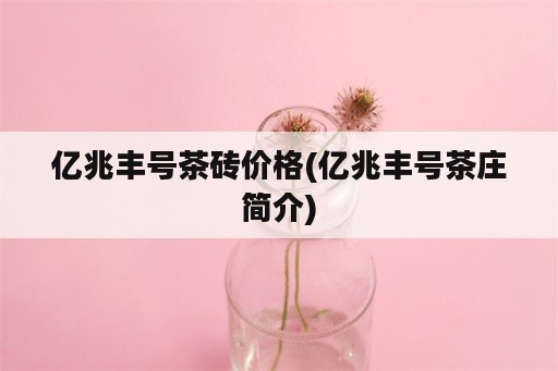 亿兆丰号茶砖价格(亿兆丰号茶庄简介)