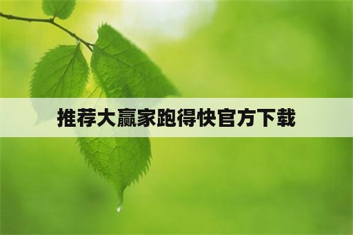 推荐大赢家跑得快官方下载