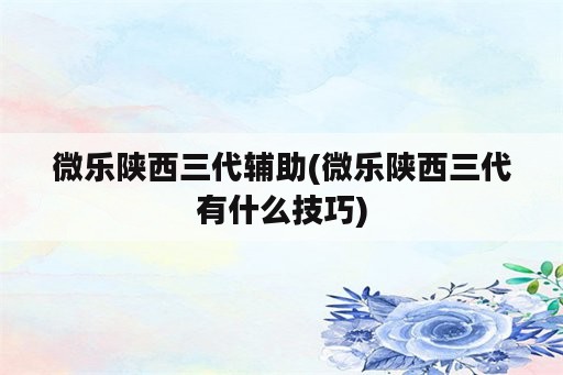 微乐陕西三代辅助(微乐陕西三代有什么技巧)