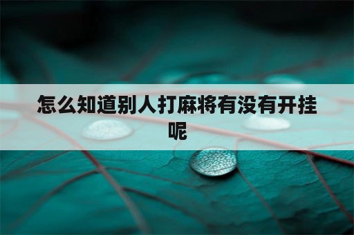 怎么知道别人打麻将有没有开挂呢