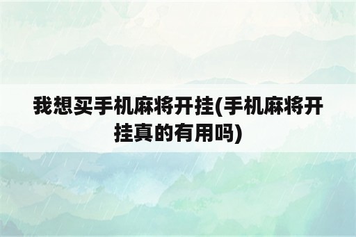 我想买手机麻将开挂(手机麻将开挂真的有用吗)