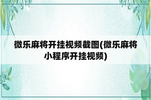 微乐麻将开挂视频截图(微乐麻将小程序开挂视频)