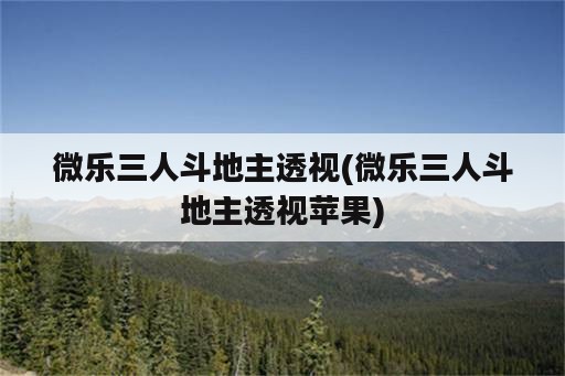 微乐三人斗地主透视(微乐三人斗地主透视苹果)