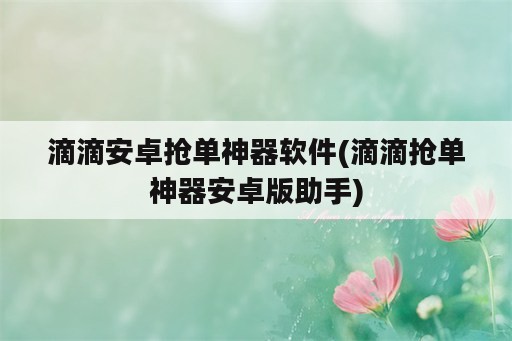 滴滴安卓抢单神器软件(滴滴抢单神器安卓版助手)