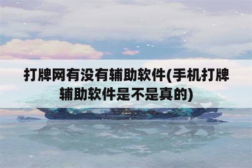 打牌网有没有辅助软件(手机打牌辅助软件是不是真的)