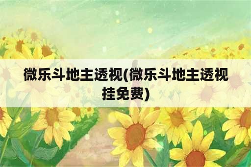 微乐斗地主透视(微乐斗地主透视挂免费)