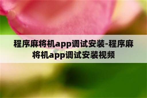 程序麻将机app调试安装-程序麻将机app调试安装视频