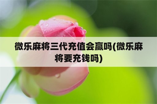 微乐麻将三代充值会赢吗(微乐麻将要充钱吗)