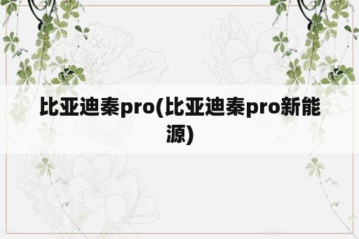 比亚迪秦pro(比亚迪秦pro新能源)